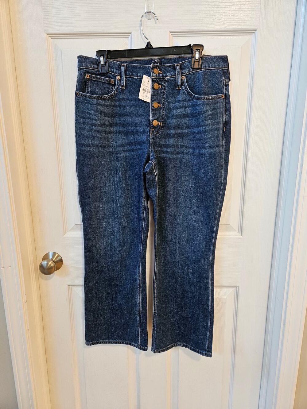 J.Crew Mid-Rise Flare Crop Jeans Women's Size 30 Button Fly Stretch Denim NWT
